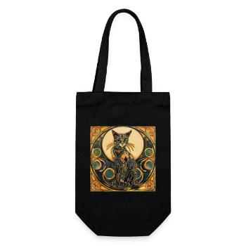 Katze, katzenmotiv, geschenk, geschenkideen katzen - Geschenkbeutel für Flaschen - Schwarz - Vorne