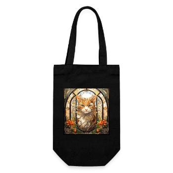 Katze, katzenmotiv, geschenk, geschenkideen katzen - Geschenkbeutel für Flaschen - Schwarz - Vorne
