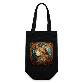 Katze, katzenmotiv, vintage, geschenk - Geschenkbeutel für Flaschen - Schwarz - Vorne