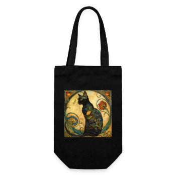 Chat, motif de chat, vintage, cadeau - Sac à bouteille - noir - Devant