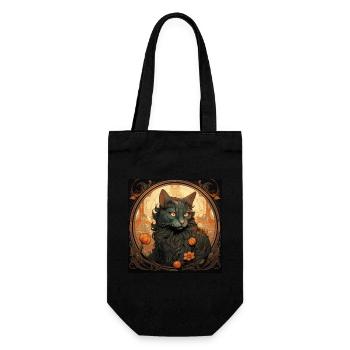 Katze, katzenmotiv, vintage, geschenk - Geschenkbeutel für Flaschen - Schwarz - Vorne