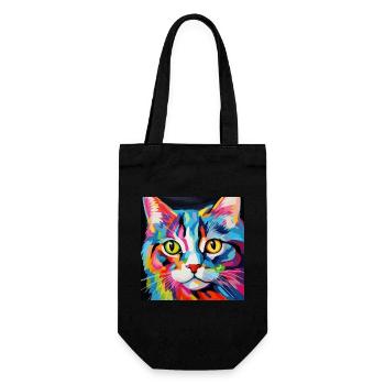 Chat, motif chat, pop art, cadeau, idée cadeau - Sac à bouteille - noir - Devant
