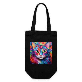 Katze, katzenmotiv, herz, geschenk, geschenkideen - Geschenkbeutel für Flaschen - Schwarz - Vorne