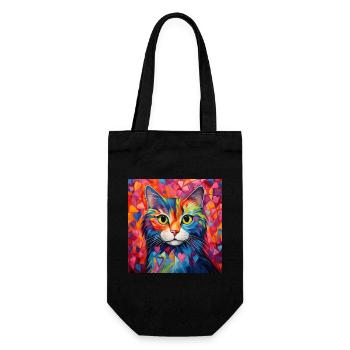 Katze, katzenmotiv, herz, geschenk, geschenkideen - Geschenkbeutel für Flaschen - Schwarz - Vorne