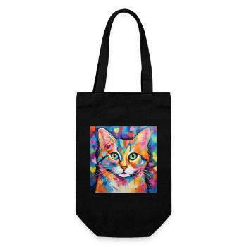 Katze, katzenmotiv, herz, geschenk, geschenkideen - Geschenkbeutel für Flaschen - Schwarz - Vorne