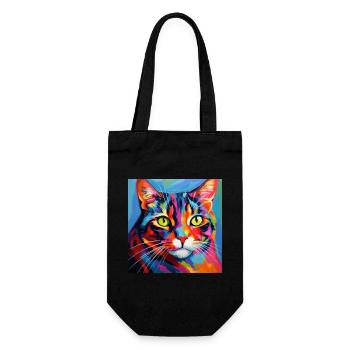 Chat, motif chat, pop art, cadeau, idée cadeau - Sac à bouteille - noir - Devant