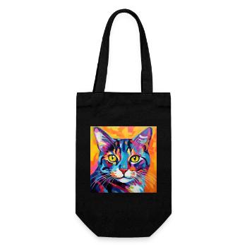 Chat, motif chat, pop art, cadeau, idée cadeau - Sac à bouteille - noir - Devant