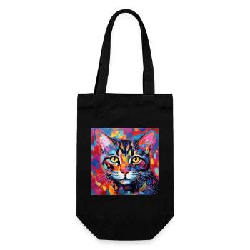 Katze, katzenmotiv, popart, geschenk, geschenkidee - Geschenkbeutel für Flaschen - Schwarz - Vorne
