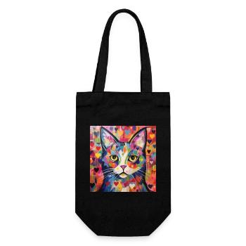 Katze, katzenmotiv, herz, geschenk, geschenkideen - Geschenkbeutel für Flaschen - Schwarz - Vorne
