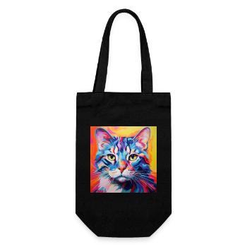 Chat, motif chat, pop art, cadeau, idée cadeau - Sac à bouteille - noir - Devant