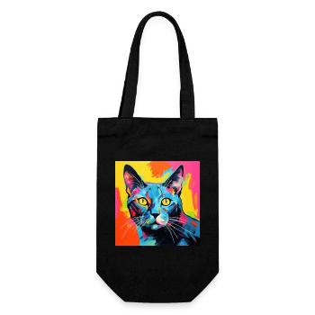 Chat, motif chat, pop art, cadeau, idée cadeau - Sac à bouteille - noir - Devant