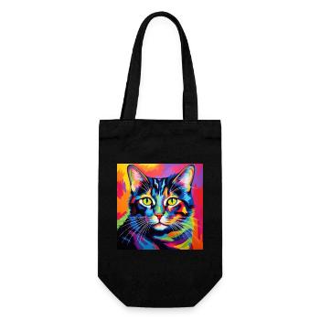 Chat, motif chat, pop art, cadeau, idée cadeau - Sac à bouteille - noir - Devant