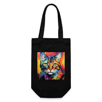 Katze, katzenmotiv, popart, geschenk, geschenkidee - Geschenkbeutel für Flaschen - Schwarz - Vorne
