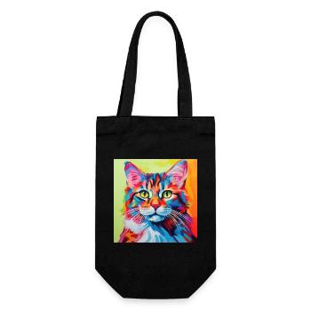 Chat, motif chat, pop art, cadeau, idée cadeau - Sac à bouteille - noir - Devant