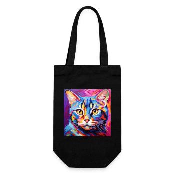 Chat, motif chat, pop art, cadeau, idée cadeau - Sac à bouteille - noir - Devant