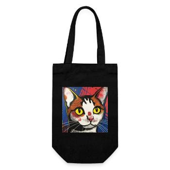 chat, motif de chat, bande dessinée, cadeau, idées cadeaux - Sac à bouteille - noir - Devant