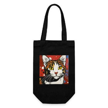chat, motif de chat, bande dessinée, cadeau, idées cadeaux - Sac à bouteille - noir - Devant