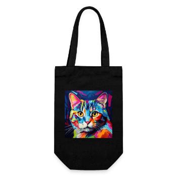 Chat, motif chat, pop art, cadeau, idée cadeau - Sac à bouteille - noir - Devant