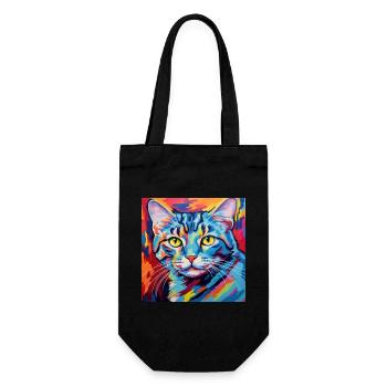 Chat, motif chat, pop art, cadeau, idée cadeau - Sac à bouteille - noir - Devant