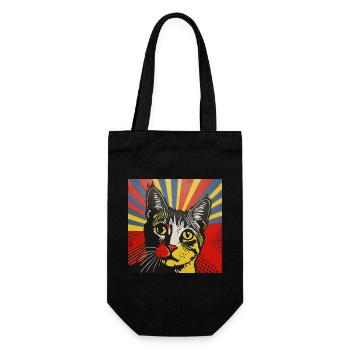 chat, motif de chat, bande dessinée, cadeau, idées cadeaux - Sac à bouteille - noir - Devant
