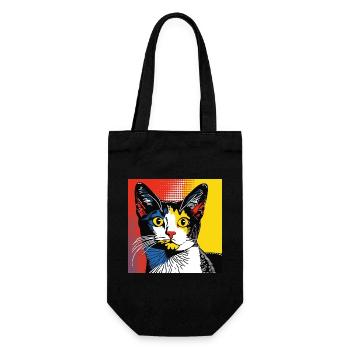 chat, motif de chat, bande dessinée, cadeau, idées cadeaux - Sac à bouteille - noir - Devant