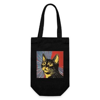 chat, motif de chat, bande dessinée, cadeau, idées cadeaux - Sac à bouteille - noir - Devant
