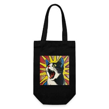 chat, motif de chat, bande dessinée, cadeau, idées cadeaux - Sac à bouteille - noir - Devant