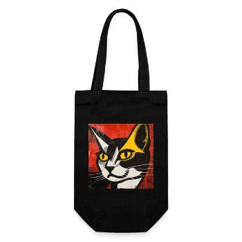 Katze, katzenmotiv, comic, geschenk, geschenkideen - Geschenkbeutel für Flaschen - Schwarz - Vorne