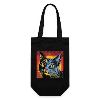 Katze, katzenmotiv, comic, geschenk, geschenkideen - Geschenkbeutel für Flaschen - Schwarz - Vorne