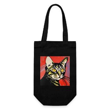 chat, motif de chat, bande dessinée, cadeau, idées cadeaux - Sac à bouteille - noir - Devant