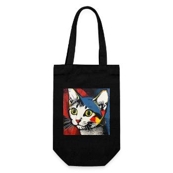 Cat, Cat Motif - Gift Bag for Bottles - black - Front