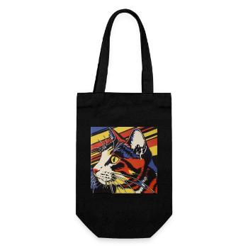 Cat, Cat Motif - Gift Bag for Bottles - black - Front