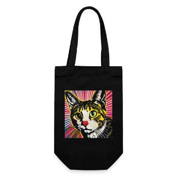 Katze, katzenmotiv - Geschenkbeutel für Flaschen - Schwarz - Vorne