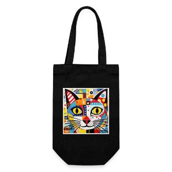 Cat, Cat Motif - Gift Bag for Bottles - black - Front