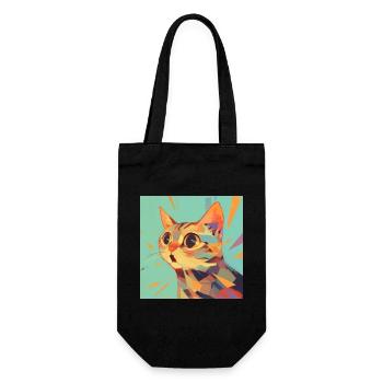 Cat, Cat Motif - Gift Bag for Bottles - black - Front