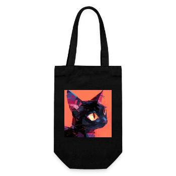 Cat, Cat Motif - Gift Bag for Bottles - black - Front