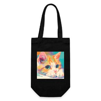 Katze, katzenmotiv - Geschenkbeutel für Flaschen - Schwarz - Vorne