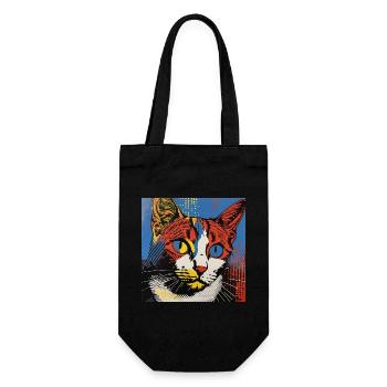 Katze, katzenmotiv - Geschenkbeutel für Flaschen - Schwarz - Vorne