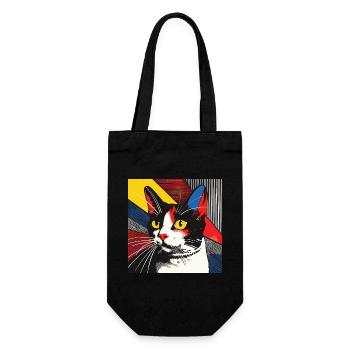 Katze, katzenmotiv - Geschenkbeutel für Flaschen - Schwarz - Vorne