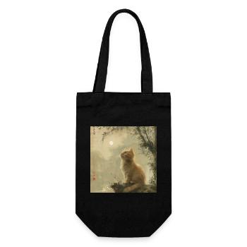 Cat, Cat Motif - Gift Bag for Bottles - black - Front