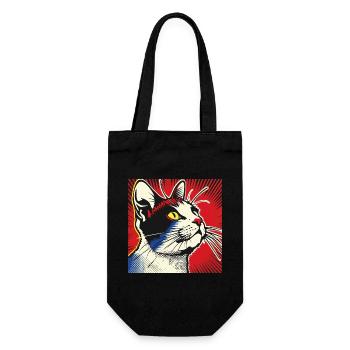 Cat, Cat Motif - Gift Bag for Bottles - black - Front