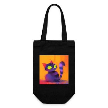 Cat, Cat Motif - Gift Bag for Bottles - black - Front