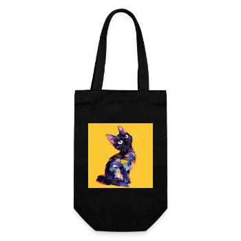 Cat, Cat Motif - Gift Bag for Bottles - black - Front