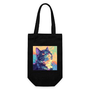 Cat, Cat Motif - Gift Bag for Bottles - black - Front