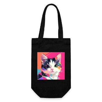 Katze, katzenmotiv - Geschenkbeutel für Flaschen - Schwarz - Vorne