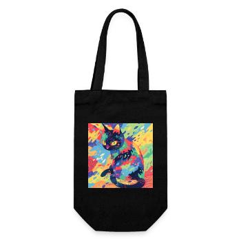 Cat, Cat Motif - Gift Bag for Bottles - black - Front
