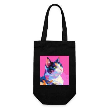 Katze, katzenmotiv - Geschenkbeutel für Flaschen - Schwarz - Vorne