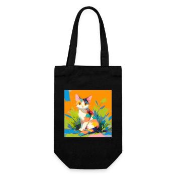 Katze, katzenmotiv - Geschenkbeutel für Flaschen - Schwarz - Vorne