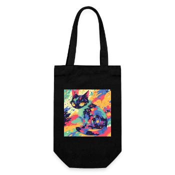 Cat, Cat Motif - Gift Bag for Bottles - black - Front