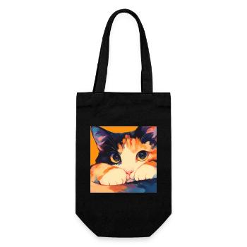 Cat, Cat Motif - Gift Bag for Bottles - black - Front